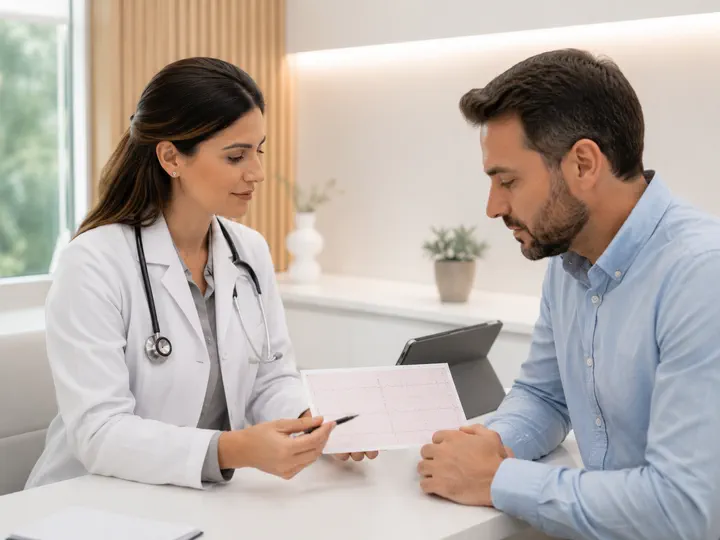 Avaliação cardiológica com análise de sinais de risco